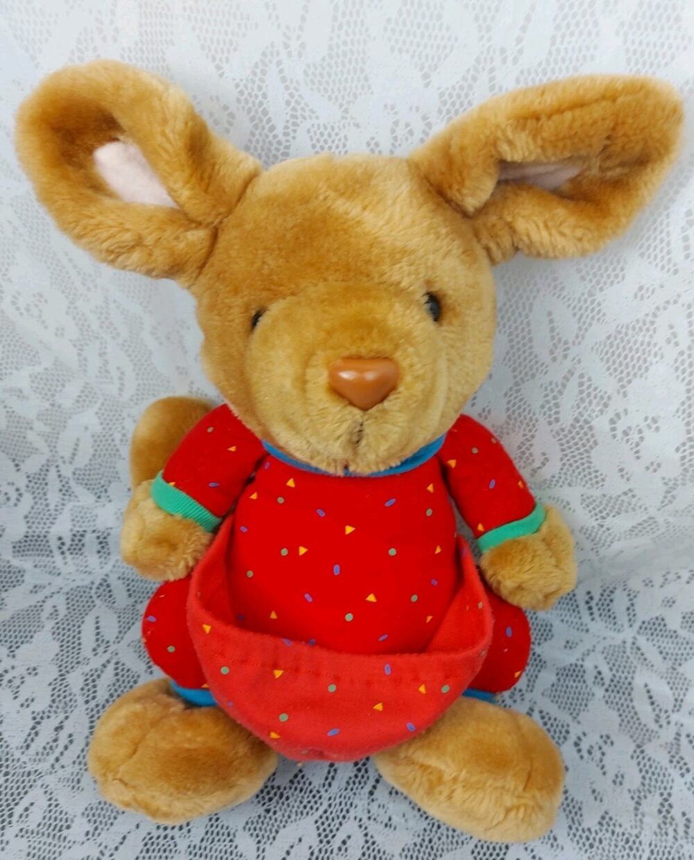 Avon Kasey Kangaroo Plush Red Pajamas Pouch 12" Stuffed Animal 1991 Vintage 90s